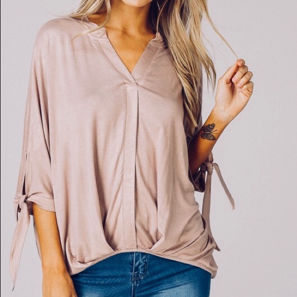 Mocha Gathered Hem Ruffle short sleeve top - Picture 4 of 6